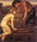 Sir Edward Coley Burne-Jones Pan and Psyche oil